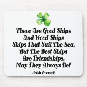 Irish Friendship Proverb Celtic Shamrock Clover Mouse Pad