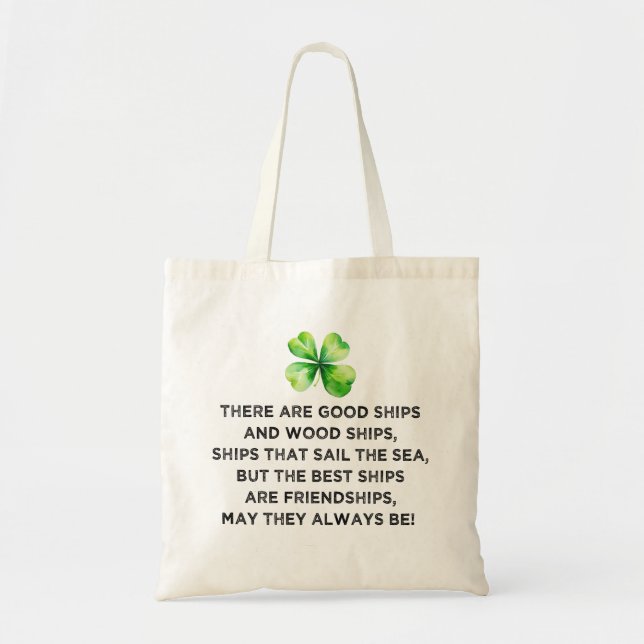 Irish Friendship Toast 4 Leaf Clover St Patricks  Tote Bag (Front)