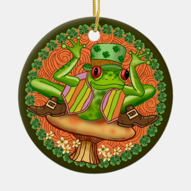 Irish Frog Ceramic Ornament (Front)