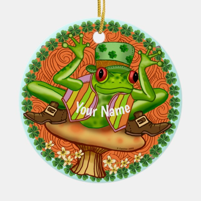 Irish Frog  Ceramic Ornament (Front)