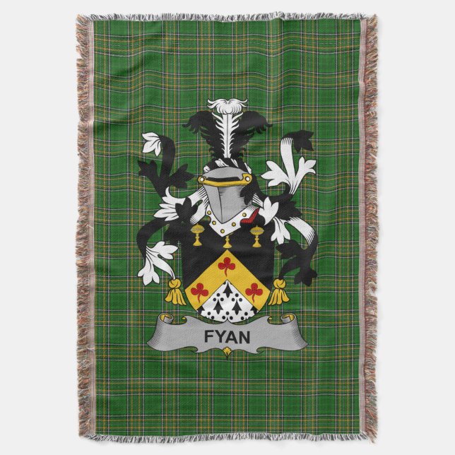  Irish Fyan or Faghan Coat of Arms Family Crest Ir Throw Blanket (Front Vertical)