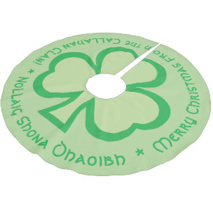 Irish Gaelic Christmas Greeting with Family Name Brushed Polyester Tree Skirt