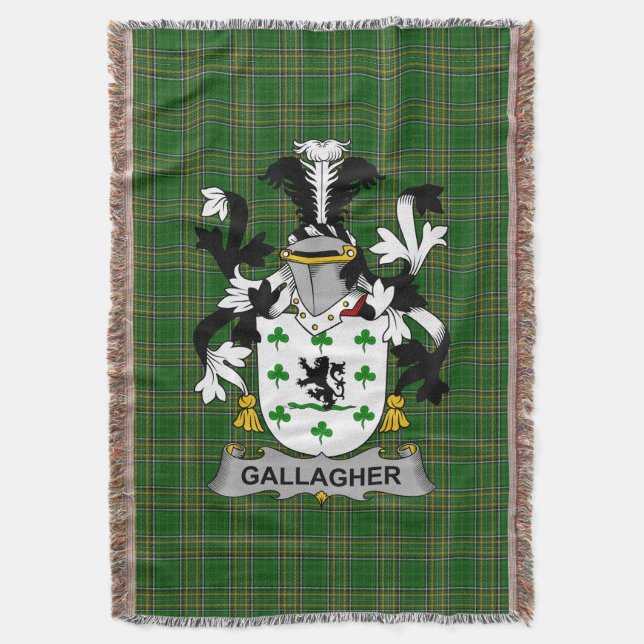  Irish Gallagher or O_Gallagher Coat of Arms Famil Throw Blanket (Front Vertical)