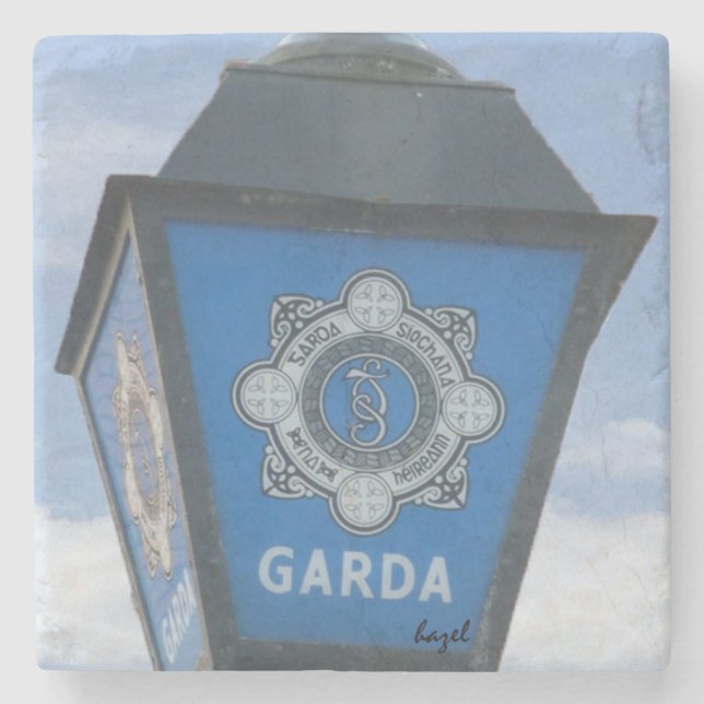 Irish Garda Lamp, Ireland Coaster. Irish Police. Stone Coaster (Front)