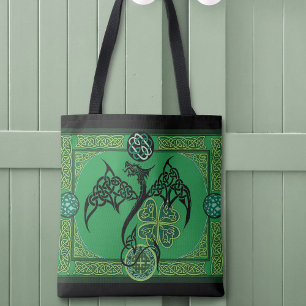 Irish Geen Dragon Celtic Tote Bag