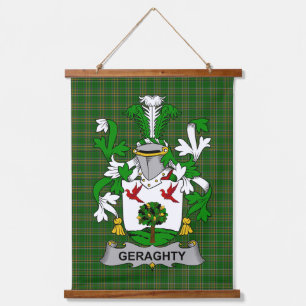 Irish Geraghty or McGarrity Coat of Arms Family Cr Hanging Tapestry