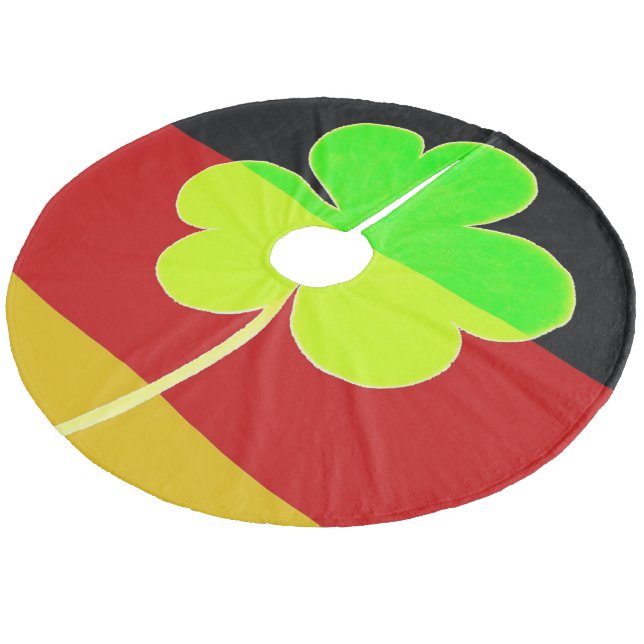 Irish German Flag Shamrock Clover St. Patrick Fleece Tree Skirt (Angled)