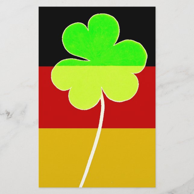 Irish German Flag Shamrock Clover St. Patrick Fun Stationery (Front)