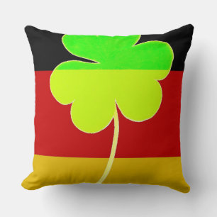 Irish German Flag Shamrock Clover St. Patrick Fun Throw Pillow