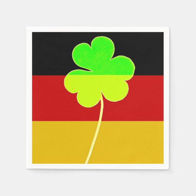 Irish German Flag Shamrock Clover St. Patrick Napkin (Front)