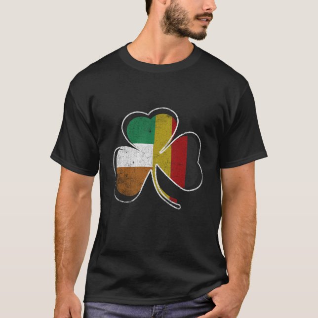 Irish German Flag Shamrock T-Shirt St Patricks Day (Front)