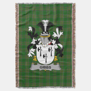 Irish Gibbs Coat of Arms Family Crest Ireland Throw Blanket