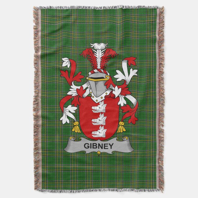  Irish Gibney or O_Gibney Coat of Arms Family Cres Throw Blanket (Front Vertical)