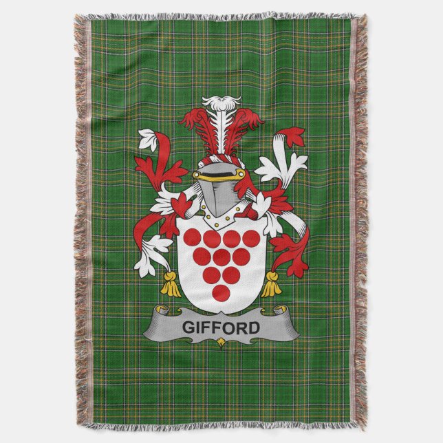  Irish Gifford Coat of Arms Family Crest Ireland Throw Blanket (Front Vertical)