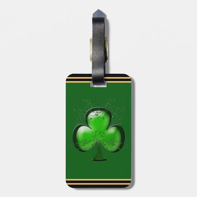 Irish Gift Shamrock Green Custom Personalized Luggage Tag (Back Vertical)