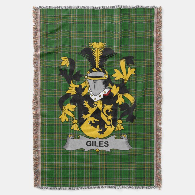  Irish Giles or Gyles Coat of Arms Family Crest Ir Throw Blanket (Front Vertical)