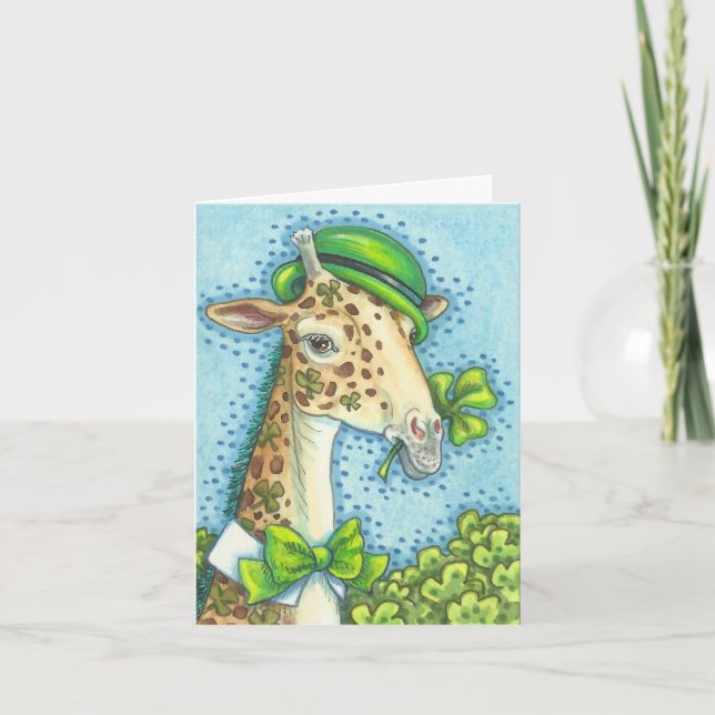 IRISH GIRAFFE ST. PATRICK'S DAY NOTE CARD (Front)