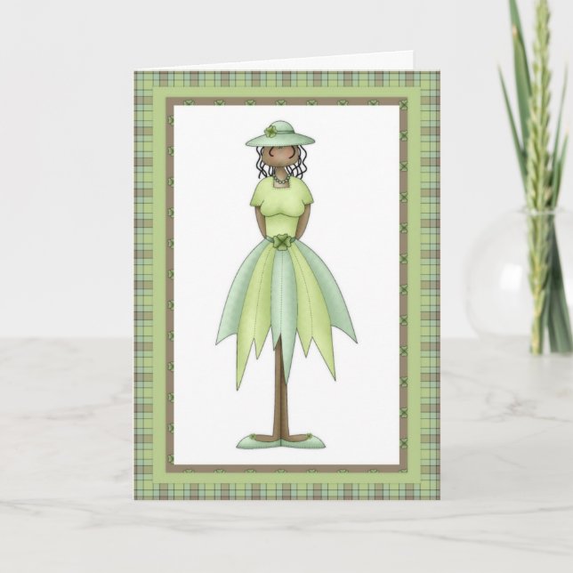 Irish Girl Doll 2 joyeuse mars carte d'anniversair (Devant)