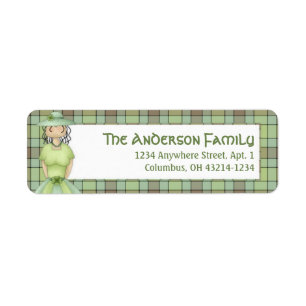 Irish Girl Doll St. Patrick's Étiquette de adresse