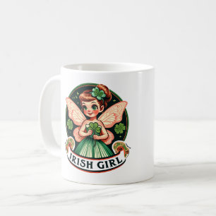 Irish Girl Fairy Green Shamrocks St. Patrick's Day Coffee Mug