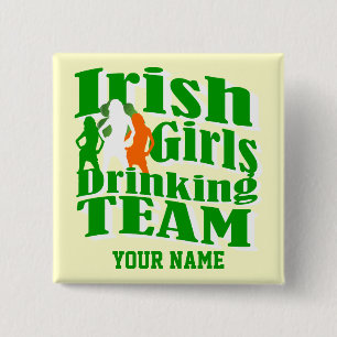 Irish girls drinking team St Patrick's day 2 Inch Square Button