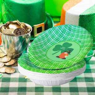 Irish Gnome Shamrock St Patrick's Paper Plate
