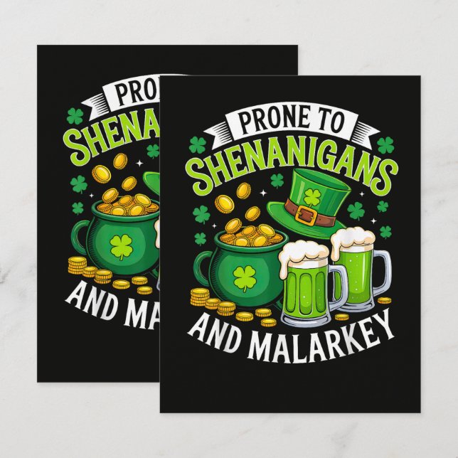 Irish Gnome St Patricks Prone to Shenanigans  Announcement (Front/Back)