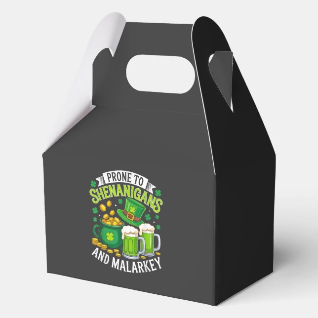 Irish Gnome St Patricks Prone to Shenanigans  Favor Box (Front)