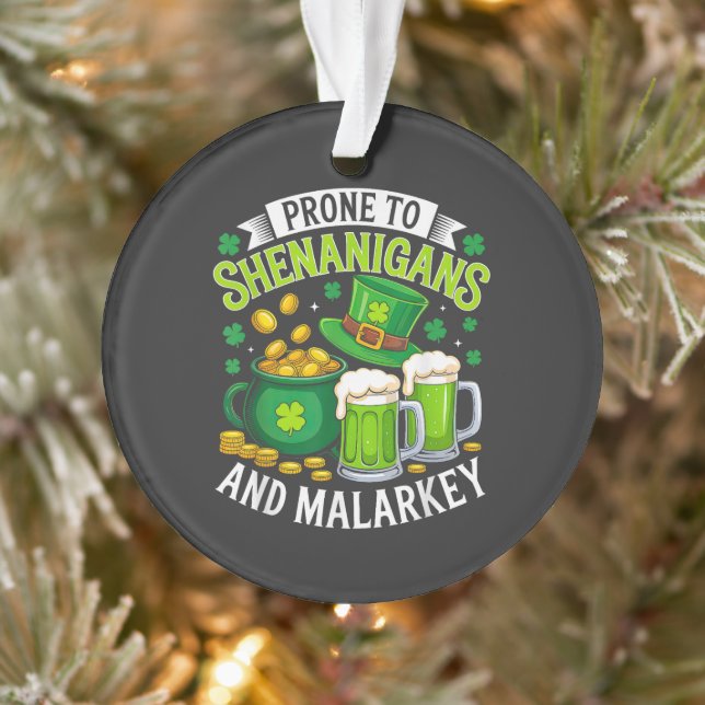 Irish Gnome St Patricks Prone to Shenanigans  Ornament (Tree)