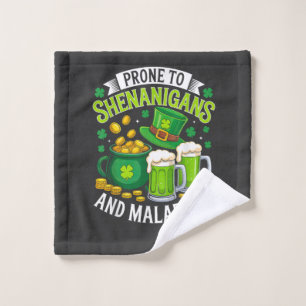 Irish Gnome St Patricks Prone to Shenanigans Wash Cloth