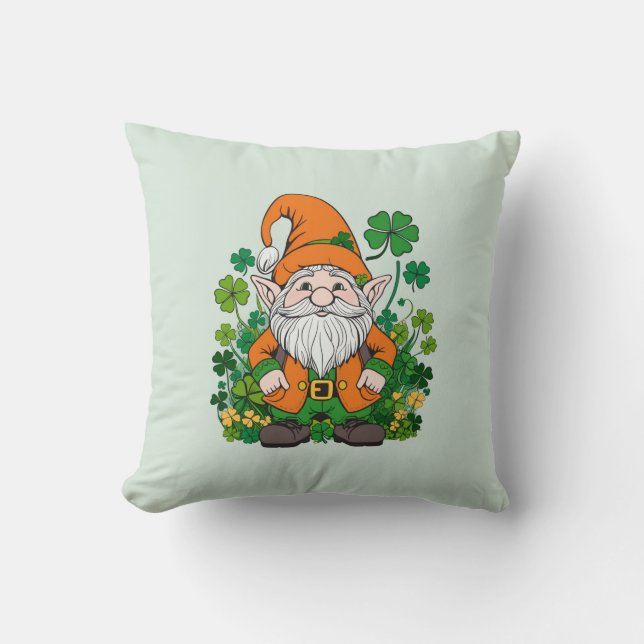 Irish Gnome Throw Pillow (Front)