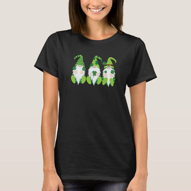 Irish Gnomes St Patricks Day Gnome Shamrock T-Shirt (Front)