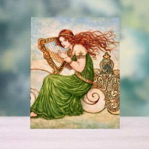 Irish Goddess Playing Harp – Celtic Art Nouveau  Acrylic Sign