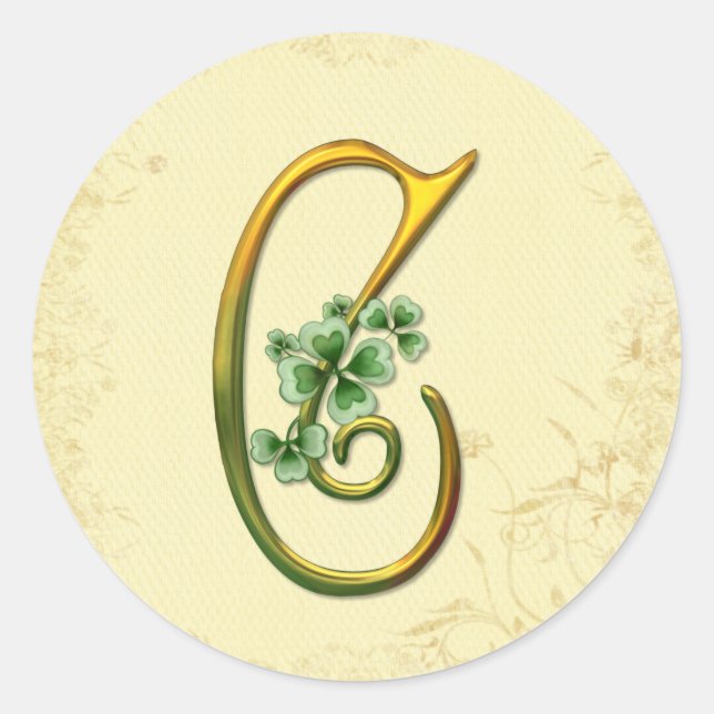 Irish Gold Monogram C Classic Round Sticker (Front)