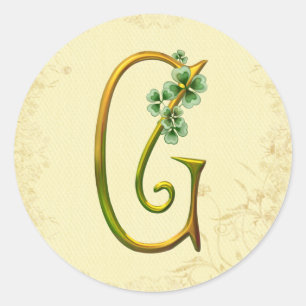 Irish Gold Monogram G Classic Round Sticker