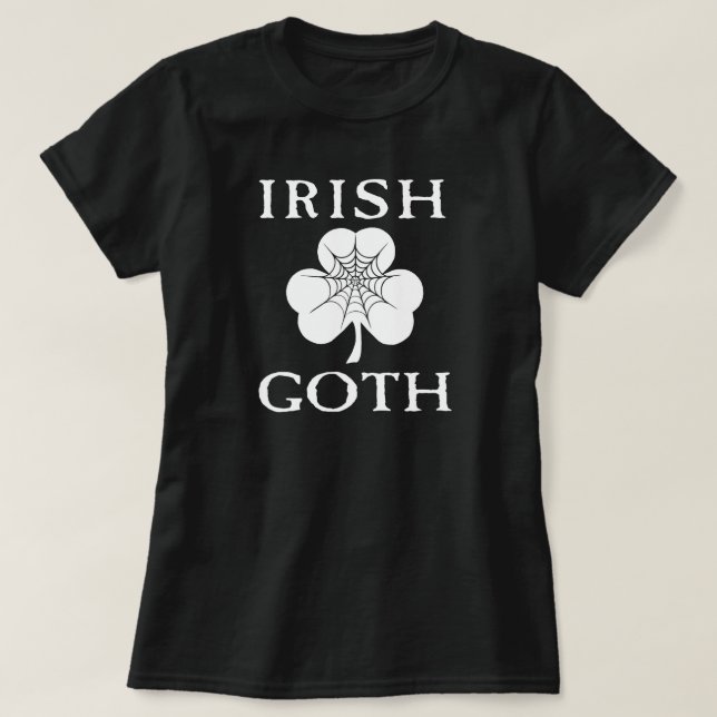 Irish Goth Shamrock Spider Web T-Shirt (Design Front)