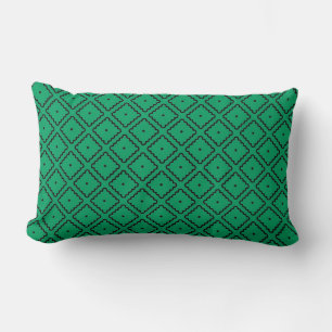 Irish Green and Black Square Pattern Lumbar Pillow