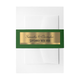 Irish green and gold personalized wedding invitation belly band