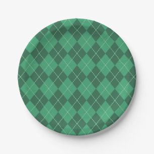 Irish Green Argyle Paper Plates