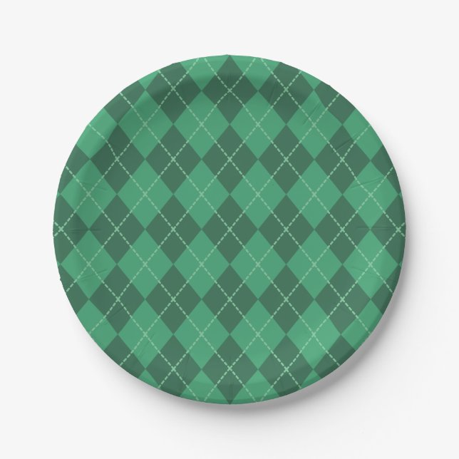 Irish Green Argyle Paper Plates (Front)