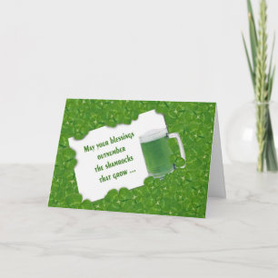 Irish Green Beer and Shamrocks Card