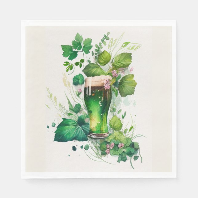 Irish Green Beer In Ivy Napkin (Front)