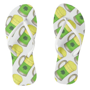 Irish Green Beer Mug St. Paddy's Day Bottoms Up Flip Flops