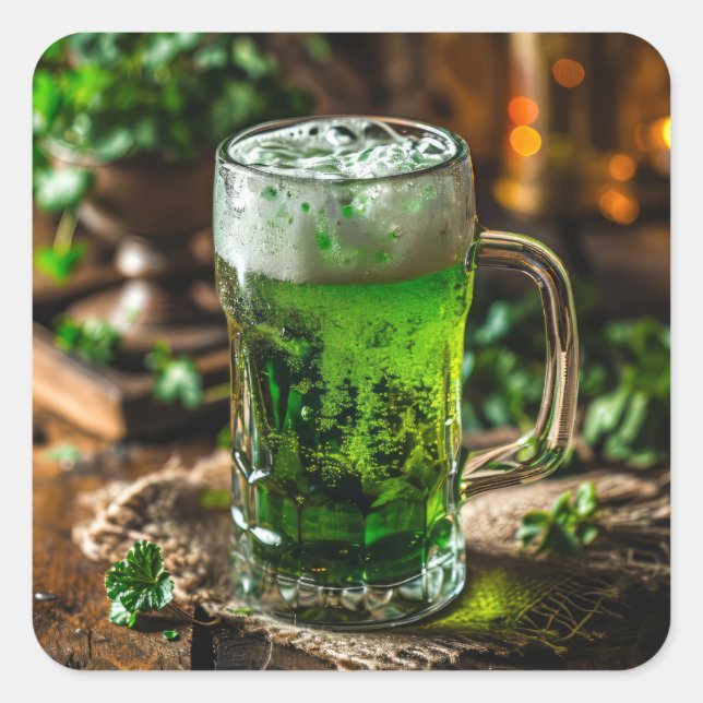 Irish Green Beer Square Sticker (Front)