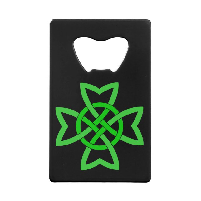 Irish Green Celtic Knot Credit Card Bottle Opener (Front)