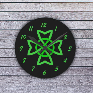Irish Green Celtic Knot Round Clock
