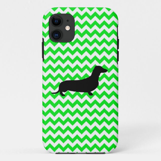 Irish Green Chevron with Dachshund Case-Mate iPhon Case-Mate iPhone Case (Back)