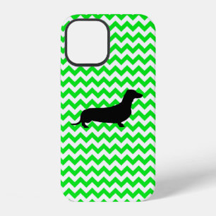Irish Green Chevron with Dachshund iPhone 12 Case