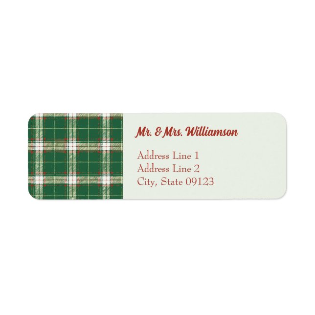 irish Green Christmas Plaid Return Address (Front)