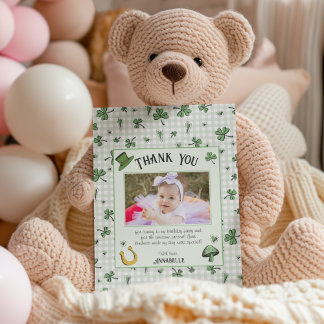 Irish Green Clovers and Hearts Kids Birthday Thank You Card